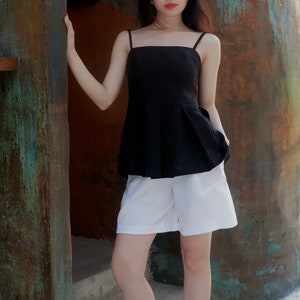 Linen Short For Women With Pockets 100% LINEN Linen Outfit Linen Top And Shorts High Waist Short Linen Pants Office Summer Linen Shorts