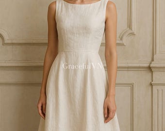 Boat Neck Linen Dress Linen Daily Wear Linen Elegant Outfit Dress for Women Wedding Guest Dress Custom Dress Vintage Dress Gifts For Her