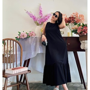 Black Dress Women&#39;s Dress Handmade Dress Elegant Resort Wear Dress  Dress With Pockets Maxi Dress Customized Dress Wedding Guest Dress