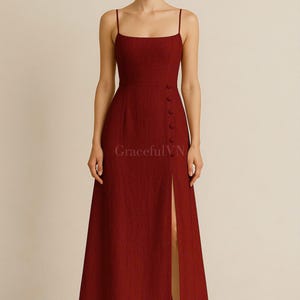 Traje de boda de playa, vestido de lino para boda, vestido de dama de honor, vestido de lino para mujer, vestido de invitada de boda, vestido personalizado, lino, espalda abierta, dama de honor