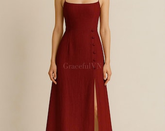 Beach Wedding Outfit Wedding Linen Dress Bridemaid Dress Linen Dress for Women Wedding Guest Dress Custom Dress Linen Open Back Bridesmaid