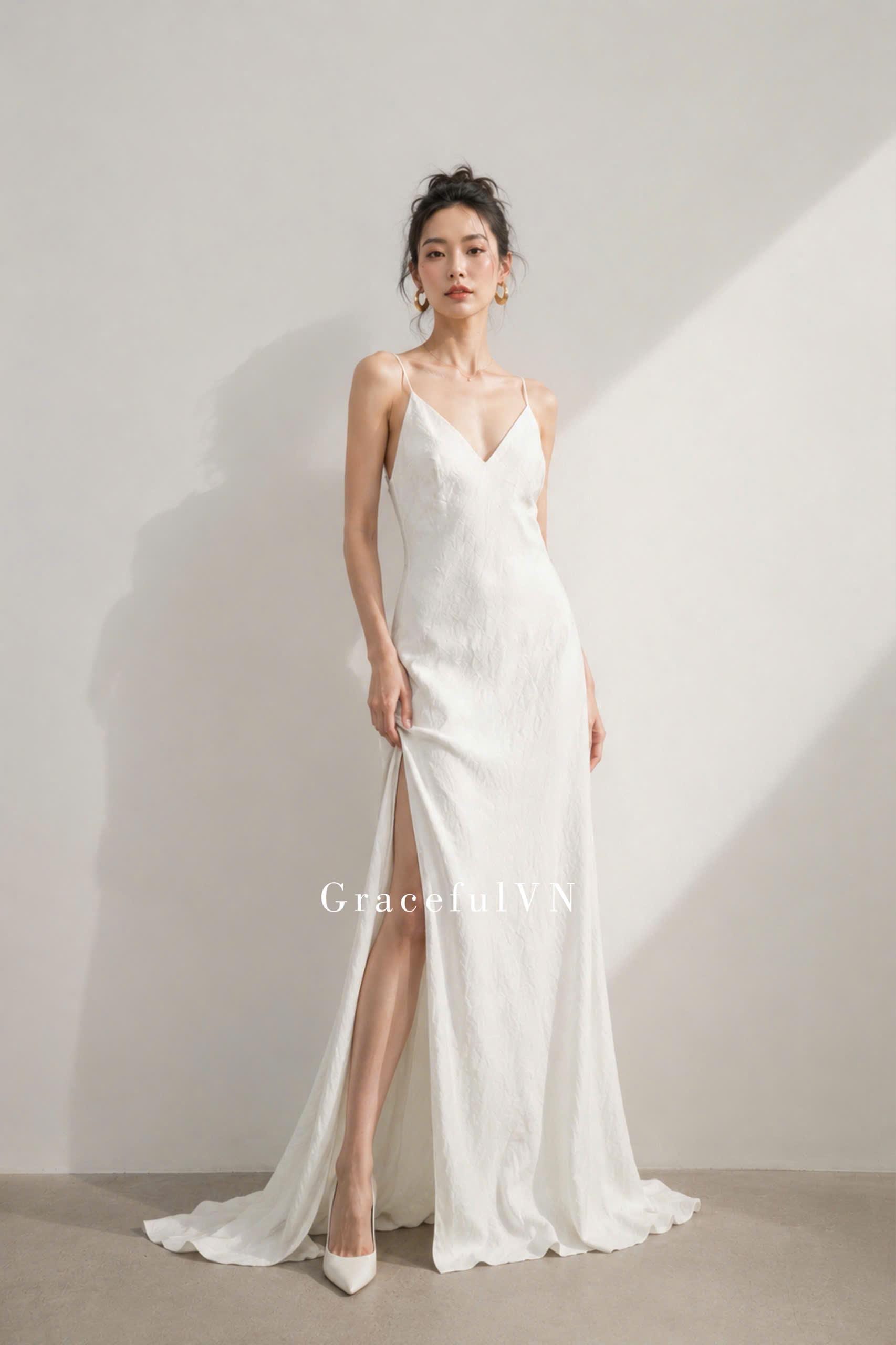 Spaghetti Strap Bridal Linen Dress