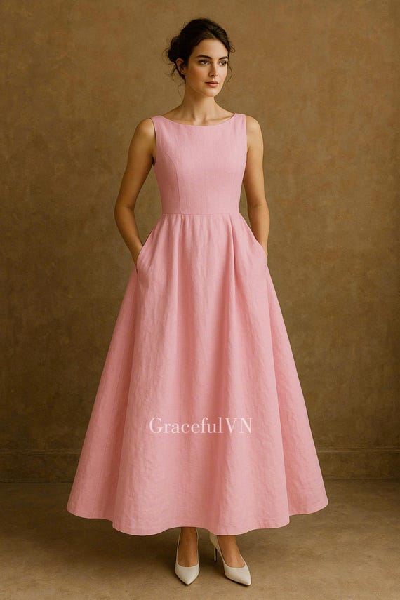 embroidered a line dress Women’s Embroidered Floral Pattern Cutout A-Line Vacation Dress, APRICOT / L main image 0