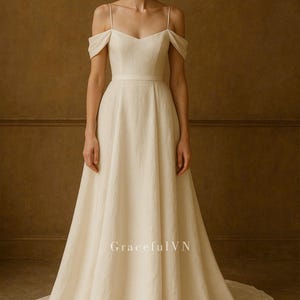 Vestido de Noiva, Vestido de Noiva em Linho, Vestido Vintage, Vestido de Madrinha com Decote Quadrado, Vestido de Noiva Minimalista, Vestido para Convidada de Casamento