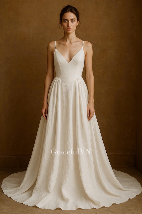 vintage linen wedding dress Linen wedding dress Riviera