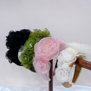 Velvet Padded Headband Mix Flower Vietnamese Ao Dai Accessories Headband Wedding Headband for women Handmade Accessories Headbands for women