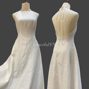 Custom Wedding Dress White Dress Classic Dress Linen Dress for Women Wedding Guest Dress Custom Dress Vintage Dress Linen Long Dress