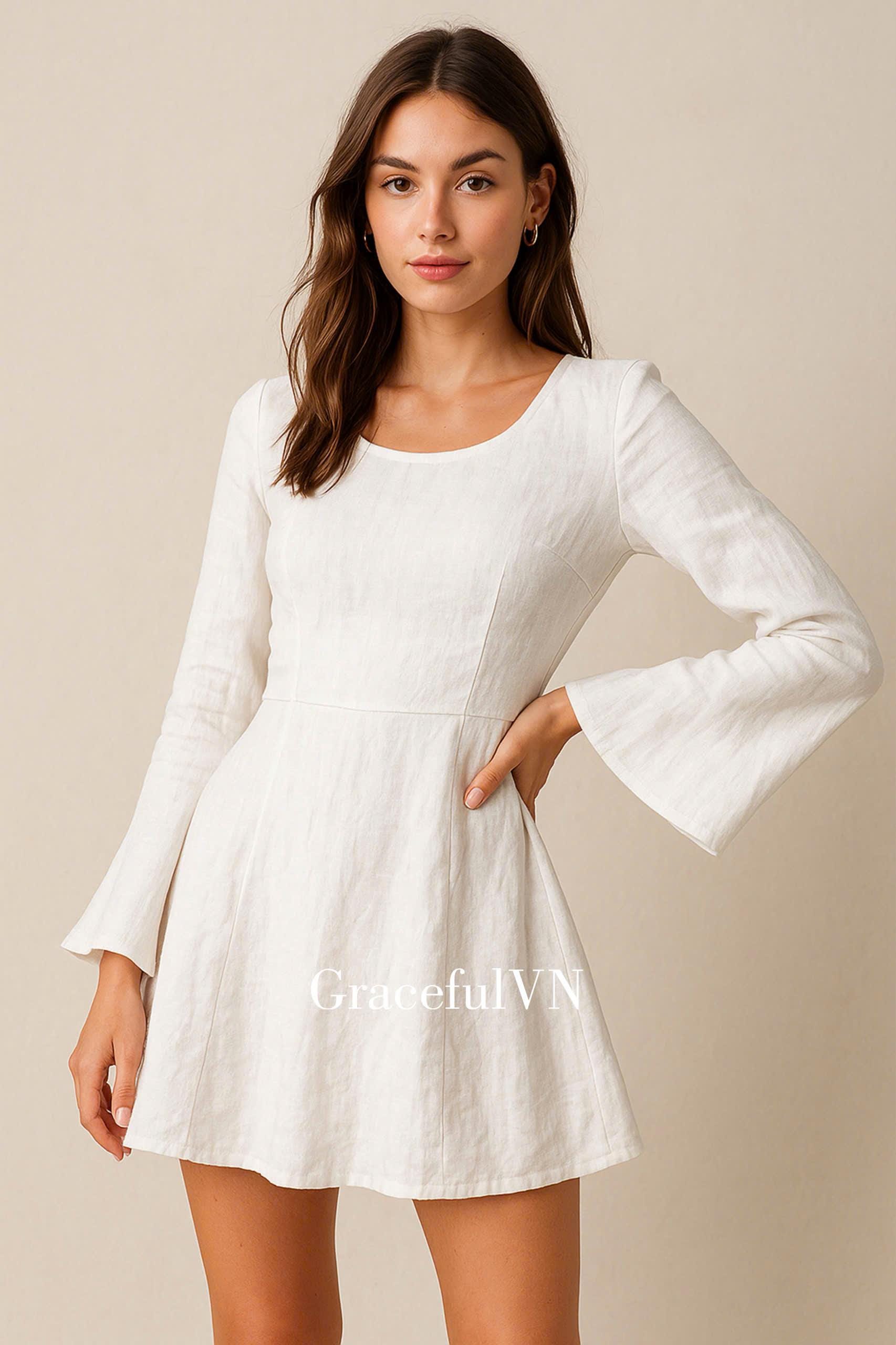 Long Sleeve Linen Midi Dress