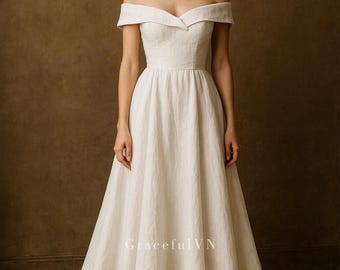 linen engagement dress Linen Classic Sleeveless Wedding Dress - Minimalist Wedding Maxi Dress  ,braidemaid Engagement Gown, Garden Party Formal Outfit