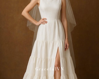 Leinen Brautkleid Brautjungfer Kleid Strandhochzeit Leinenkleid Schlichtes Minimal Brautkleid Romantisches Kleid Brautkleid nach Maß