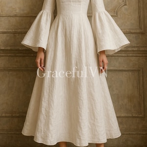 Country Wedding Outfit Vintage Linen Dress Bridemaid Dress Wedding Guest Dress Custom Dress Linen Long Dress Floor  Handmade Wedding Dress