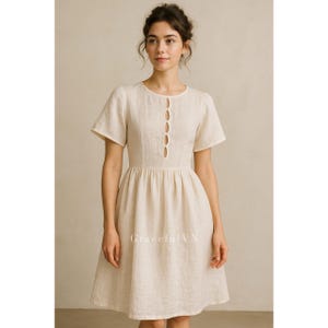 Midi Dress Dress with Pockets Classic Linen Dress Linen Dress for Women Wedding Guest Dress Custom Dress Vintage Dress Linen Gift For Her