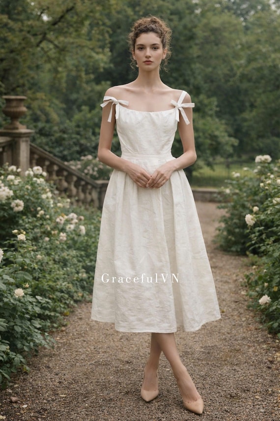summer beach wedding bridesmaid dresses Spaghetti Strap Bridemaid Linen Dress Bridal Dress Minimalist Dress Dress Made to Order Wedding Dress Custom Dress Sizes:XXL Available in 60 colors Dresses_Short Sleeve Kanali K Bridesmaid Dress