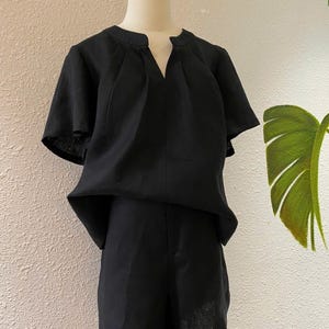Set linen Linen Short For Women With Pockets Outfit Linen Top And Shorts High Waist Short Linen Pants Office Summer Linen Shorts