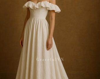 Bridal Linen Dress Vintage Style Wedding Gown Wedding Linen Dress Natural Fabric Linen Dress Custom Dress Bridemaid Dress Romantic Dress