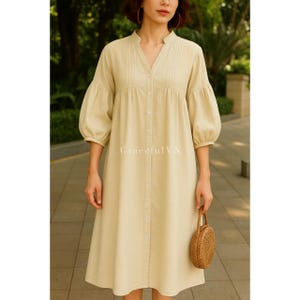 Voluminous Sleeves Classic Linen Dress for Women Wedding Guest Dress Custom Dress Vintage Dress Linen Long Dress Linen Oversized Dress