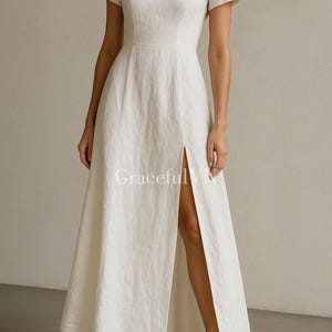 Short Sleeve Dress with Pockets Linen Dress for Women Custom Dress Vintage Dress Linen Long Dress Summer Dress Handmade Dress Gifts For Her