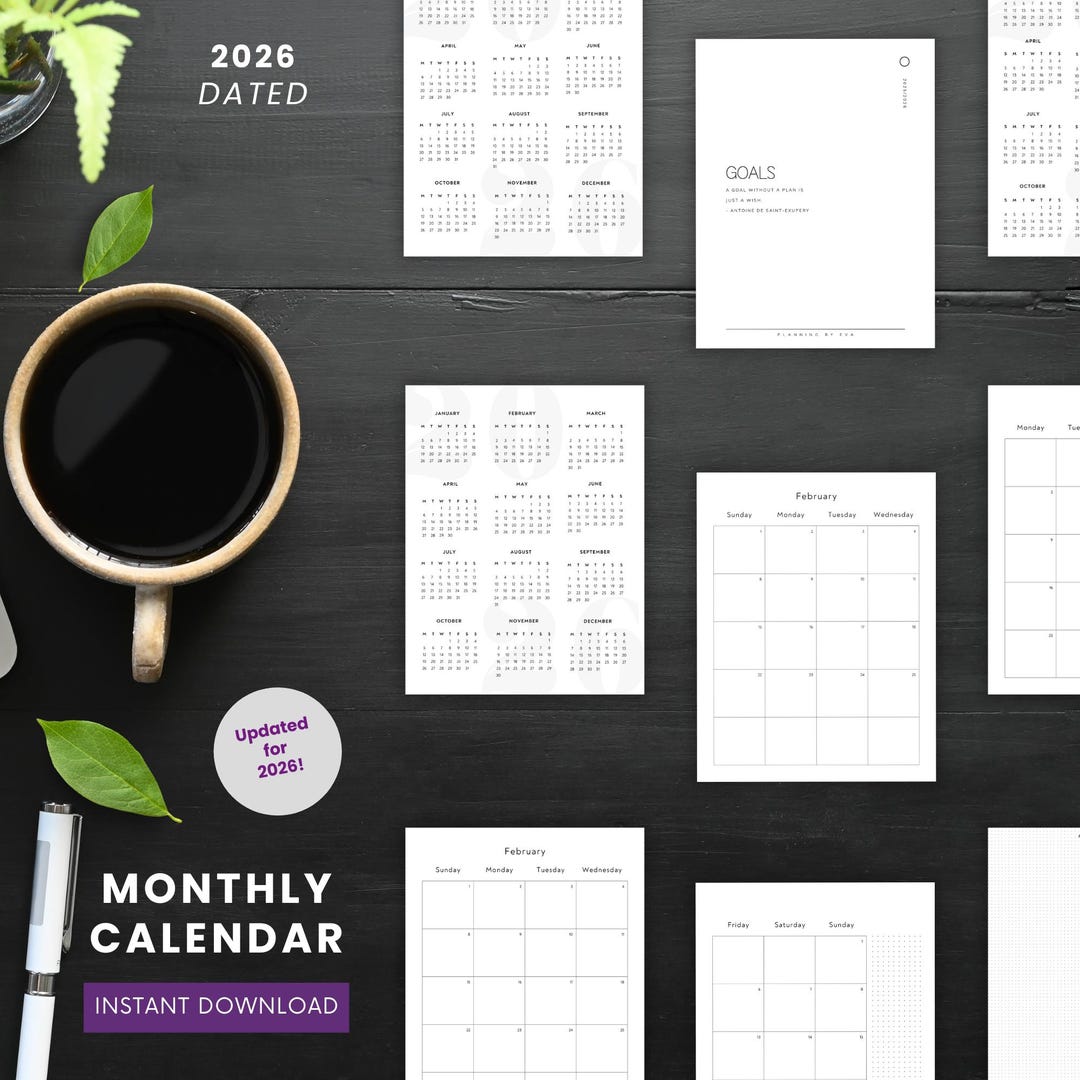 2026 Dated Monthly Calendars - Two Page - Neutral Dated Planner Inserts ...