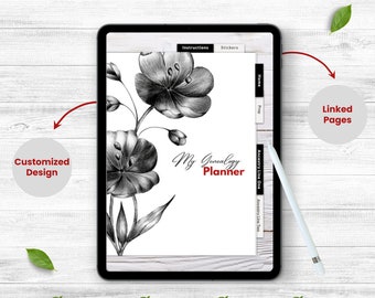 My Genealogy Planner - A Family History Genealogy Digital Planner and Research Guide - Undated | Classic HP Size |  GoodNotes and PDF