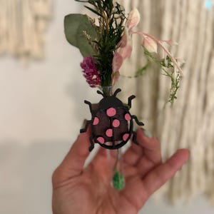 Ladybug Car Air Freshener | Dried Flower Diffuser Clip | Cottagecore Car Accessory | Handmade Floral Vent Clip | Fairy Garden Gift