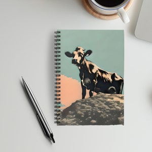 Spiralblock Kuh Geschenkideen für Freund Kühe Moderne Kunst Journal Niedliches Minimalistisches Tier Retro Milchvieh Kuh Art Design