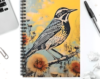 Spiralblock Meadowlark Meadowlark Geschenkideen für Freunde Moderne Vögel Kunst Journal Niedliches Minimalistisches Meadowlark Retro Art Montana Meadowlark Design