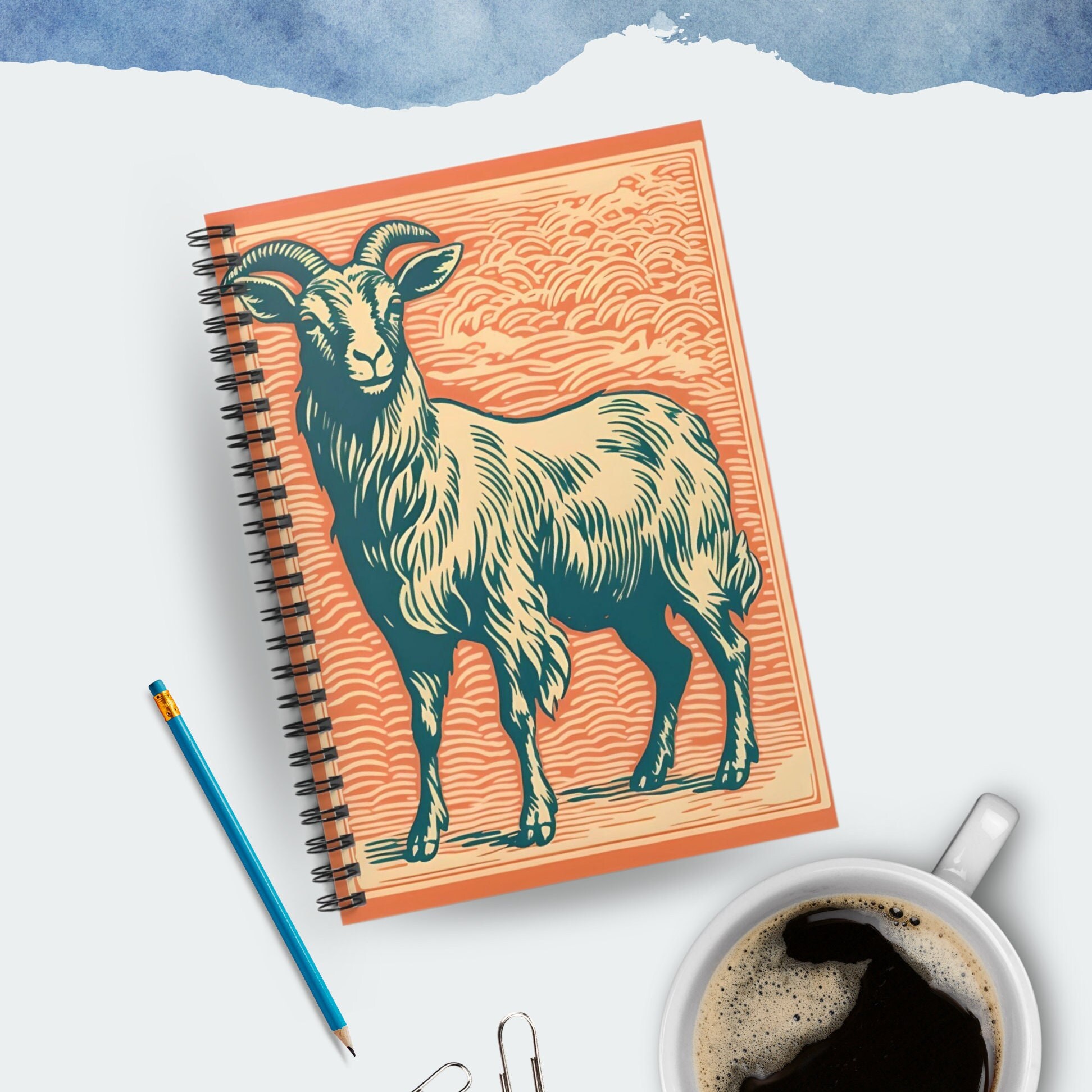 Spiral Notebook Goat Art Gift Ideas for Friend Goats Modern Art Journal ...