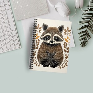 Spiral Notebook Raccoon Art Gift Ideas for Friend Raccoons Vintage Art Journal Cute Minimalist Design