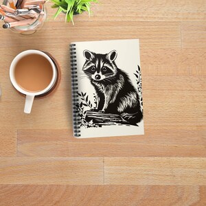 Spiral Notebook Raccoon Art Gift Ideas for Friend Raccoons Modern Art Journal Cute Minimalist Design