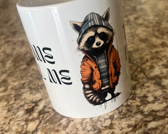 Kaffemugg Tvättbjörnskonst Roliga presentidéer Keramisk mugg Tvättbjörnskonst Minimalistisk Rolig Design