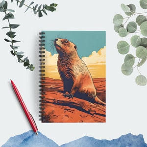 Spiral anteckningsbok Präriehundkonst Presentidéer för vän Murmeldjur Modern konstjournal Söt minimalistisk retrodesign Präriehundar