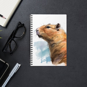 Cuaderno de espiral Capybara Art Ideas de regalos para un amigo Capybaras Modern Art Journal Lindo diseño minimalista de acuarela