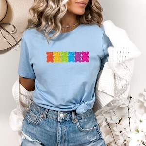 Rainbow Gummy Bear Shirt, Cute Womens Shirt, Cool Womens Shirt, Bear Top Women, Gummy Bears, Trendy Shirt