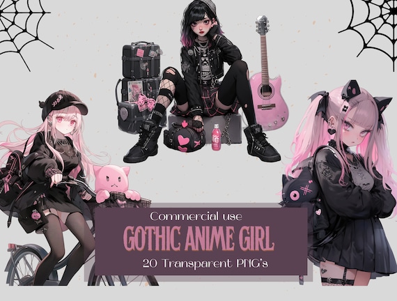 Goth Girl Retro Aesthetic Poster Anime Girl Poster Vertical - Etsy UK-demhanvico.com.vn