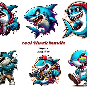 Cool Shark T-Shirt Design PNG bundle,  Commercial Use, Digital, Download, Transparent Background, 35+ Shark  PNG files, Shark Clipart