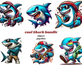 Cool Shark T-Shirt Design PNG bundle,  Commercial Use, Digital, Download, Transparent Background, 35+ Shark  PNG files, Shark Clipart