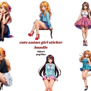 Cute Anime Girls Sticker png bundle , anime png clipart ,60+ Anime  clipartCommercial use, Anime Girl Papercraft, Scrapbooking,Anime Sticker
