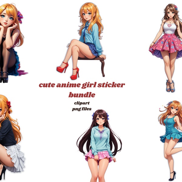 Süßer Anime Mädchen Aufkleber png , 60+ Anime Clipart, Kommerzielle Nutzung, Anime Girl Papercraft, Scrapbooking, Anime Aufkleber