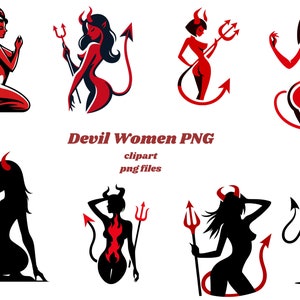 Devil Women PNG , T-shirt Designs, s, Demon women , Devil Girl, Silhouette,Transparent Background PNGs For Commercial Use - Digital Download