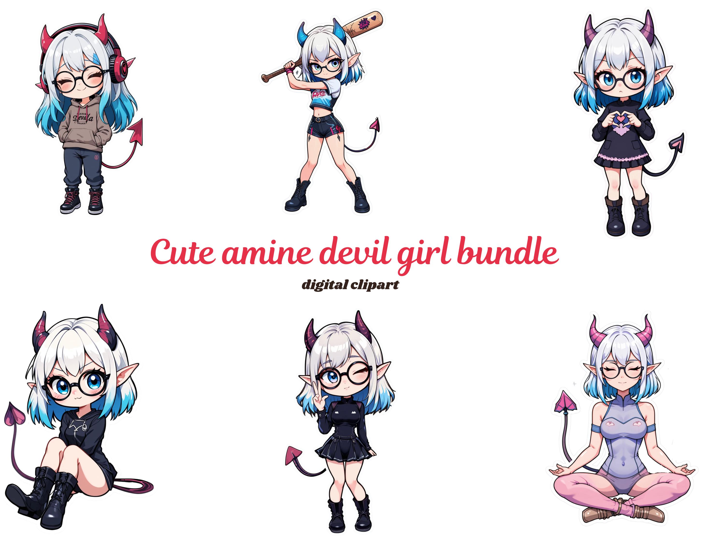 35+ Cute Chibi Devil Girl PNG Bundle, Kawaii Anime Demon Clipart ...