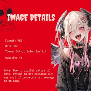 Oltre 30 pacchetti di PNG di ragazze anime gotiche di San Valentino, clipart di Waifu di romanticismo oscuro, arte anti-San Valentino audace, sublimazione di cuori infranti, uso commerciale immagine 6