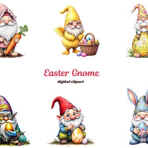 Watercolor Easter Gnome Collection Clipart, 40+ PNG Easter Clipart, Easter Gnome Clipart Bundle, Spring Gnome, Flower Gnome, Commercial Use