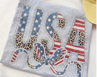 USA Patriotic Shirt, Cheetah Print Flag Tee, Independence Day Apparel