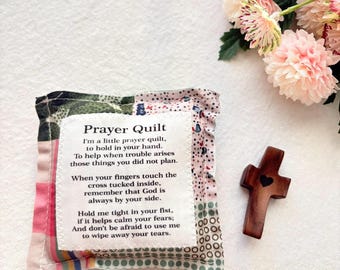 Mini Prayer Quilt, Prayer Cards, Pocket Prayer Quilt, Pocket Crosses, Baptism Gifts, Christian Collectables, Christian Gift, Religious Gift