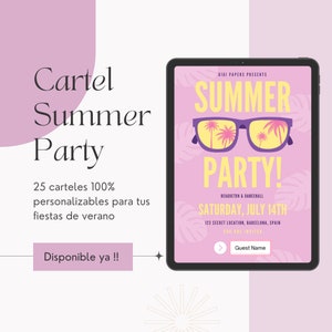 Cartel Personalizável para Fiestas de Verano - Lote de 25 Unidades