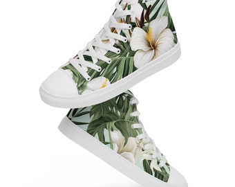 Tropical Hibiscus Flowers Women’s high top canvas shoes