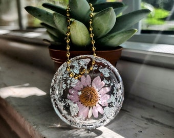 Metal Flake Flower Keychain