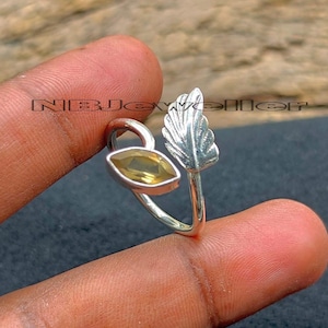 Citrine Statement Ring: Handmade 925 Sterling Silver Boho Jewelry