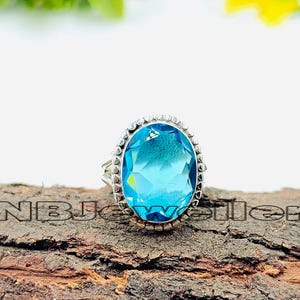Blue Topaz Ring: Handmade Sterling Silver Gemstone Ring