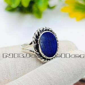 Lapis Lazuli Ring: Sterling Silver Band, Boho Gemstone Jewelry